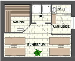 Kombinationssauna, bestehend aus Finnischer Sauna, Dampfsauna und Infrarot