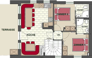 Grundriss der Skihütte für 12 Personen in Hochkrimml / Silberleiten in Österreich im Zillertal - Ebene2